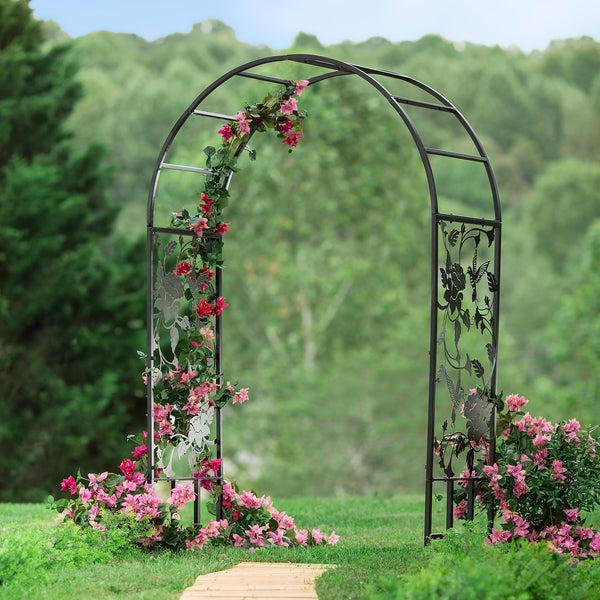 plow & hearth Metal Arched Hummingbird Garden Arbor