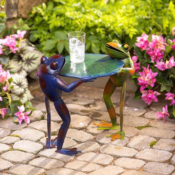 plow & hearth Metal Double Frog Side Table