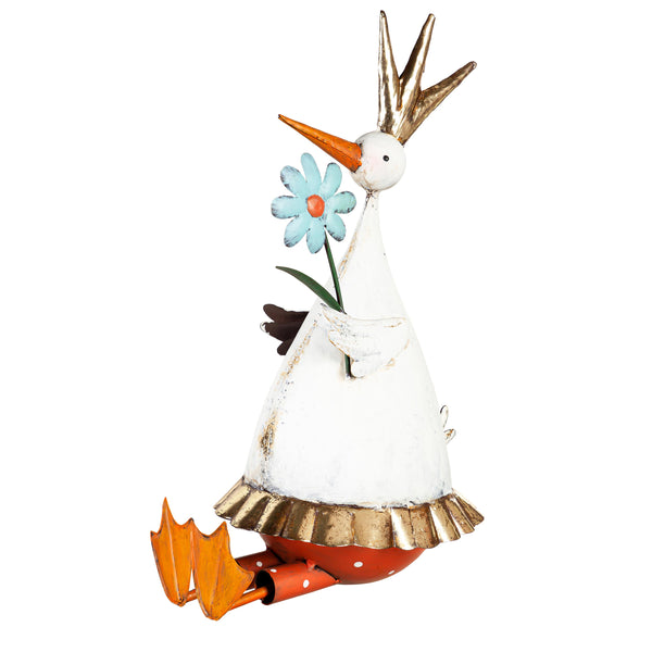 Plow & Hearth Metal Duck With Flower Garden Statue