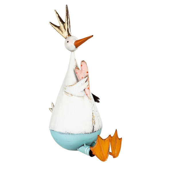 Plow & Hearth Metal Duck With Heart Garden Statue