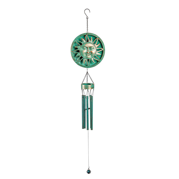 Plow & Hearth Metal Embossed Sun Wind Chime Set Of 2