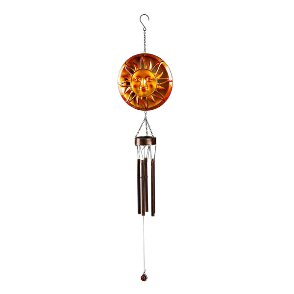 Plow & Hearth Metal Embossed Sun Wind Chime Set Of 2
