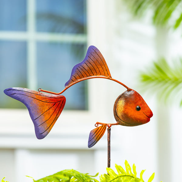 plow & hearth Metal Fish Garden Stake