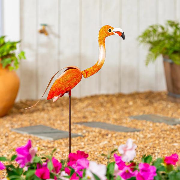 plow & hearth Metal Flamingo Balancer Orange