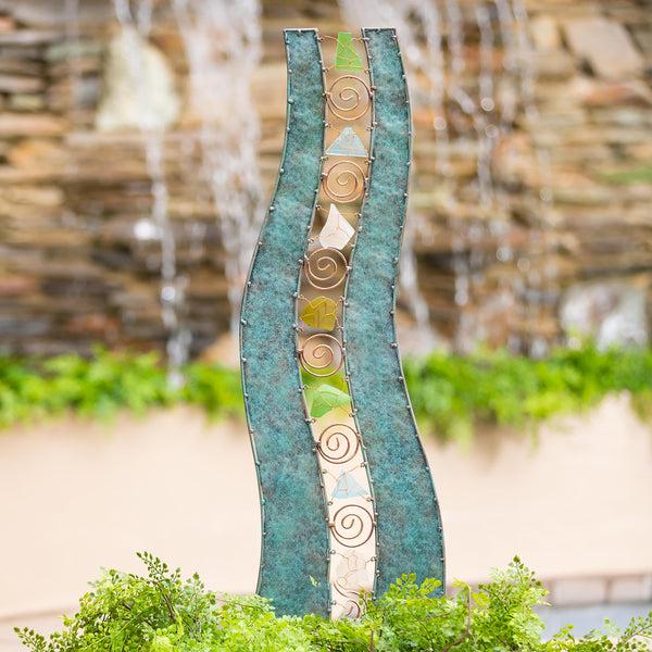 plow & hearth Metal & Glass Wavy Garden Stake