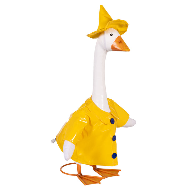 Plow & Hearth Metal Goose Statuary With Rain Coat
