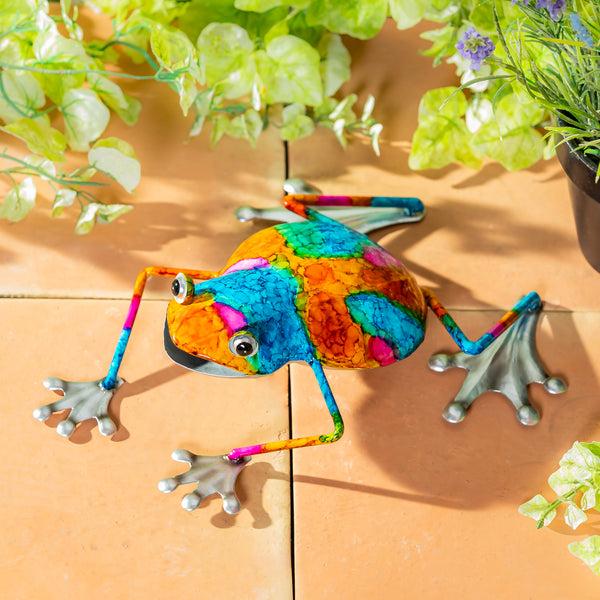 plow & hearth Metal Gradient Frog Garden Statue 5"H