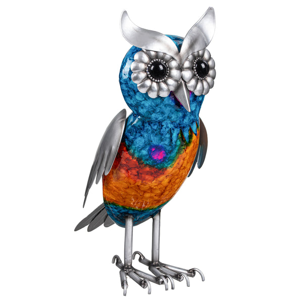 Plow & Hearth Metal Gradient Owl Garden Statue 15"H