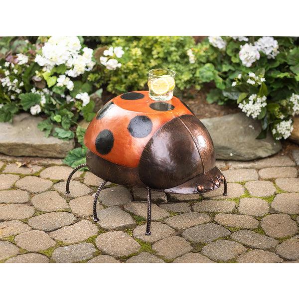 plow & hearth Metal Lady Bug Side Table/Foot Stool