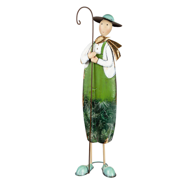 Plow & Hearth Metal Lantern Farmer Statue