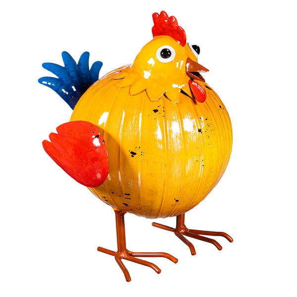 Plow & Hearth Metal Portly Chicken Garden Statue 9"H