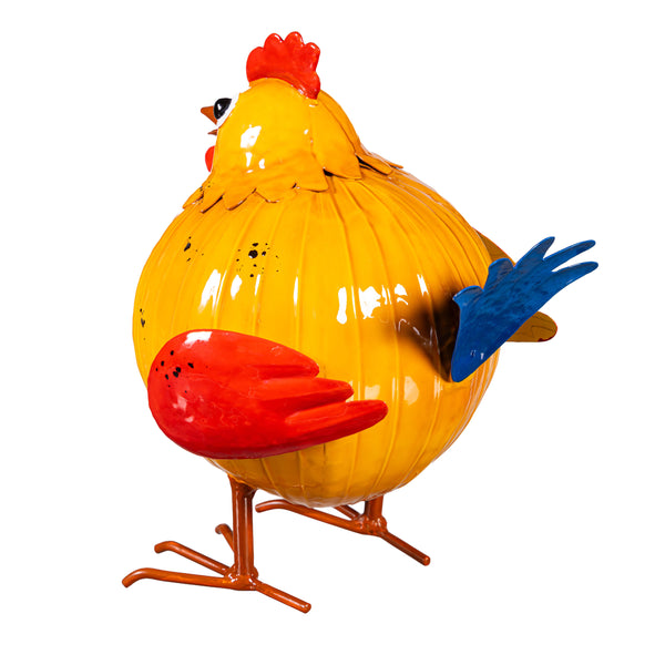 Plow & Hearth Metal Portly Chicken Garden Statue 9"H