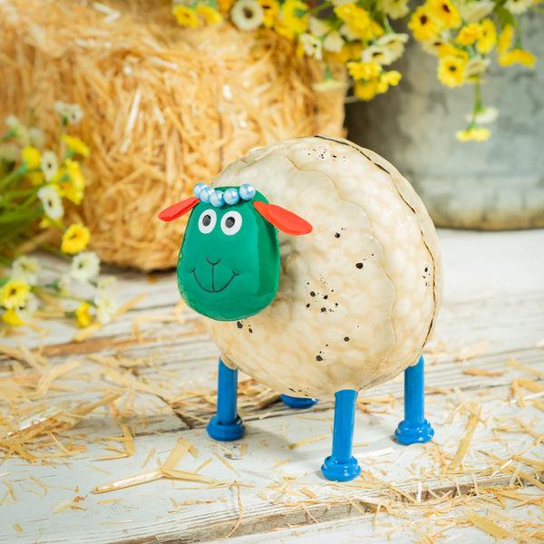 plow & hearth Metal Portly Sheep Garden Statue 7.5"H