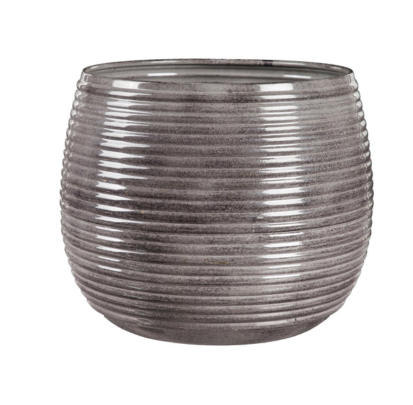 Plow & Hearth Metal Ribbed Planters Set Of 3