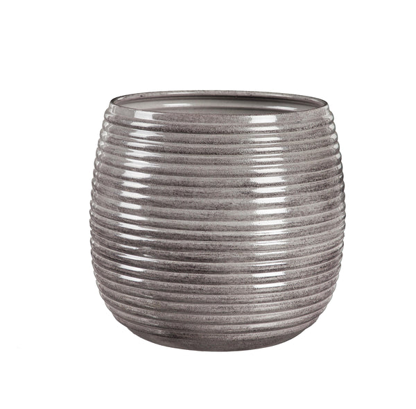 Plow & Hearth Metal Ribbed Planters Set Of 3