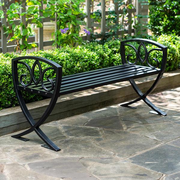 plow & hearth Metal Shield Backless Garden Bench