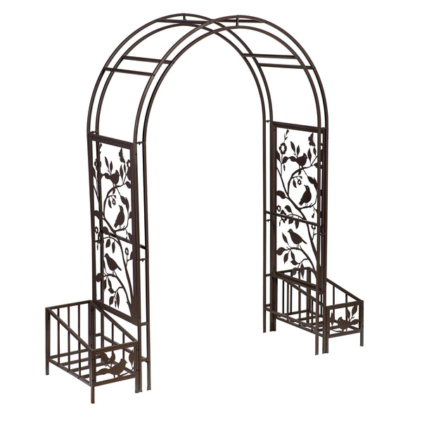 Plow & Hearth Metal Song Bird Arbor With Planters