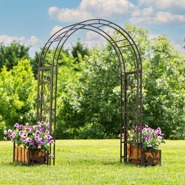 plow & hearth Metal Song Bird Arbor With Planters