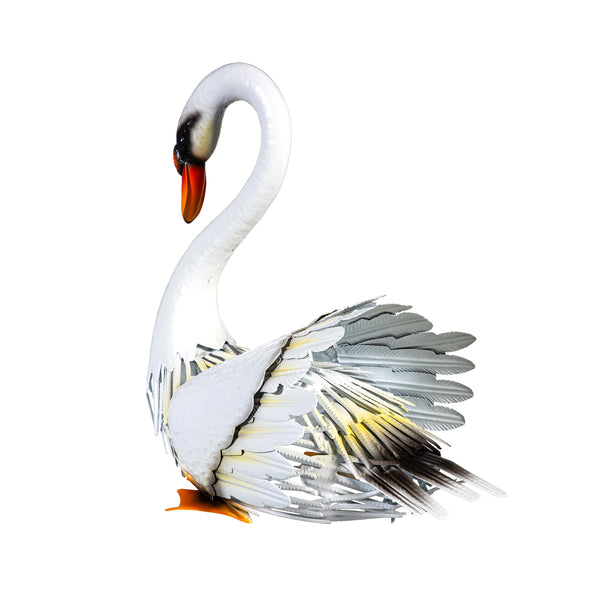 Plow & Hearth Metal Swan Pair Statues Set Of 2 14"H