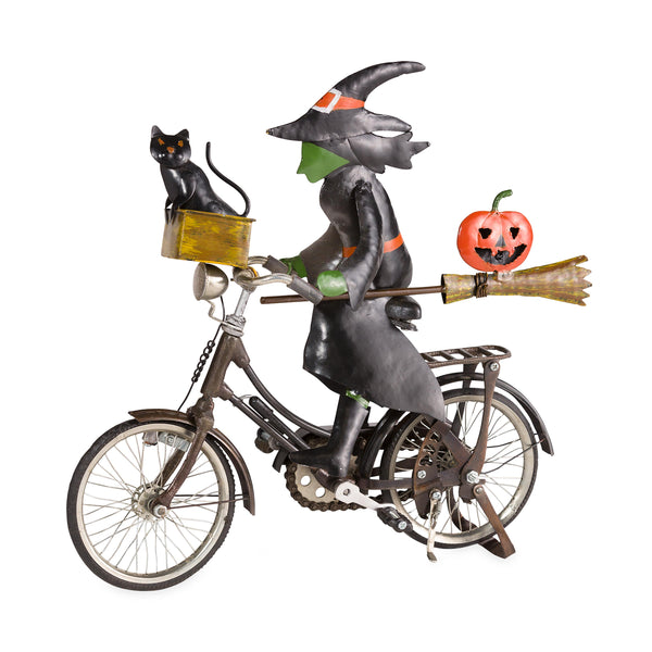 Plow & Hearth Metal Witch On A Bicycle