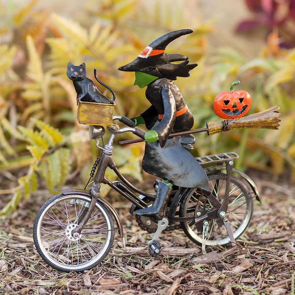 plow & hearth Metal Witch on a Bicycle