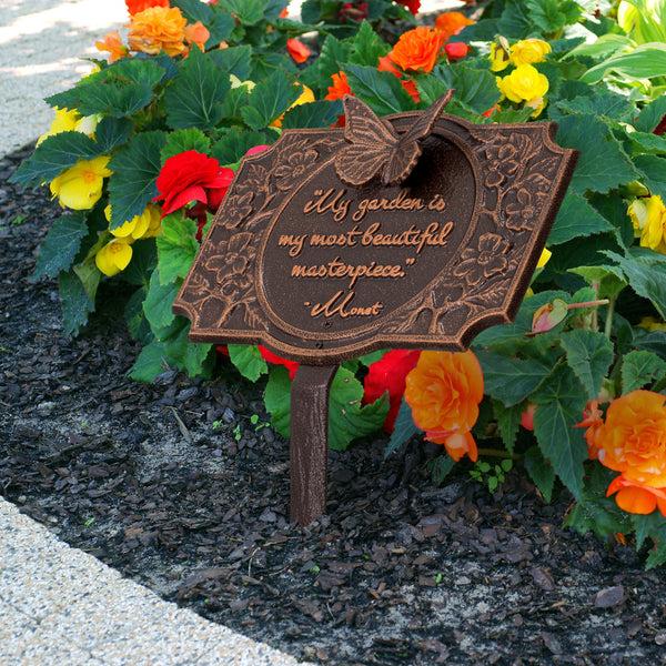 plow & hearth Monet Garden Butterfly Lawn Plaque