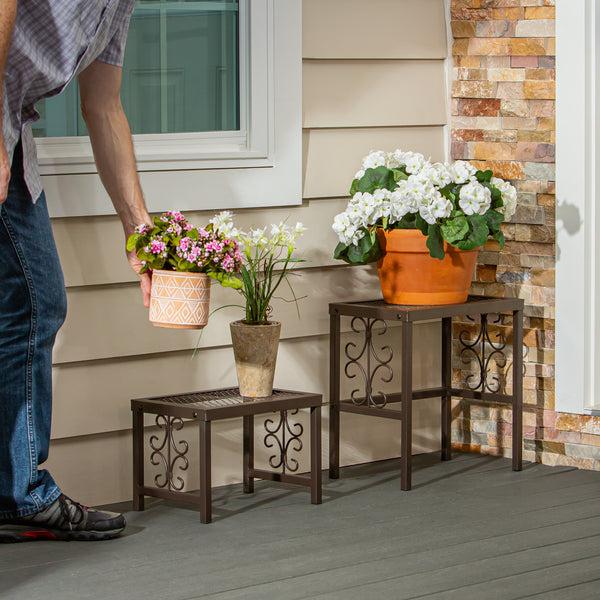 Plow & Hearth Montebello Plant Stand Set Of 2