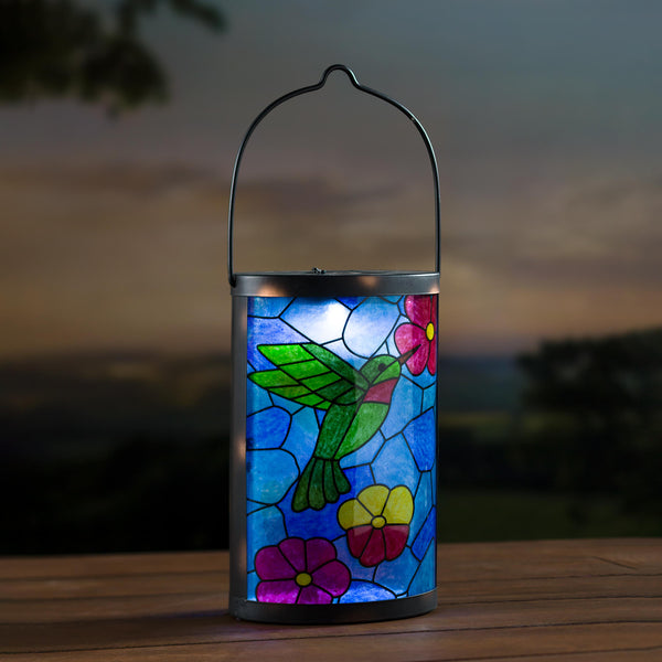 plow & hearth Mosaic Hummingbird Solar Lantern