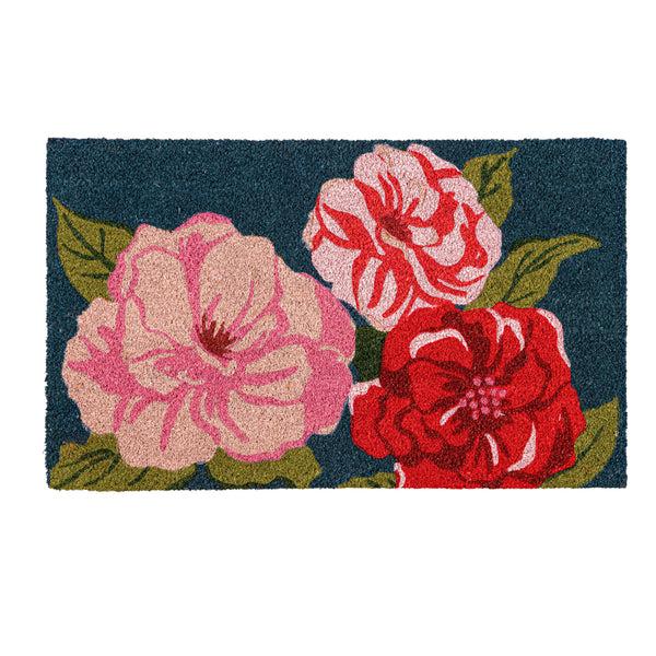 Plow & Hearth Multicolor Camellias Coir Mat
