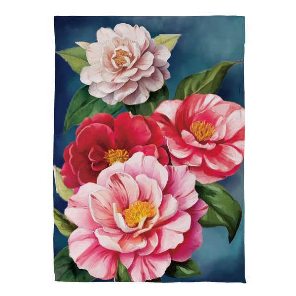 Plow & Hearth Multicolor Camellias Suede Garden Flag
