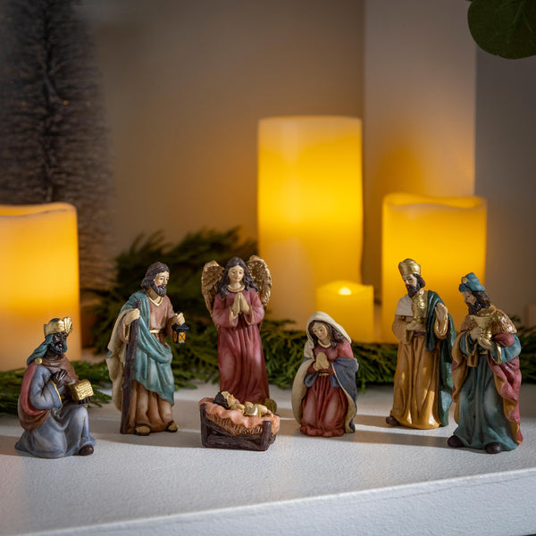 plow & hearth Nativity Table Decor Resin Scene Set