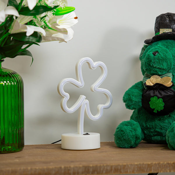 Plow & Hearth Neon Clover LED Table Decor 9.25"H