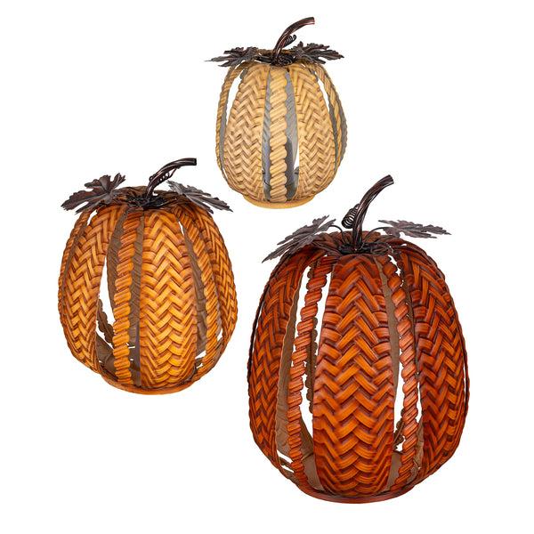 Plow & Hearth Nesting Pumpkins Statue 16"H Set