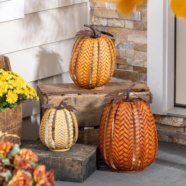 plow & hearth Nesting Pumpkins Statue 16"H Set