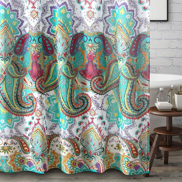 Plow & Hearth Nirvana Teal Shower Curtain