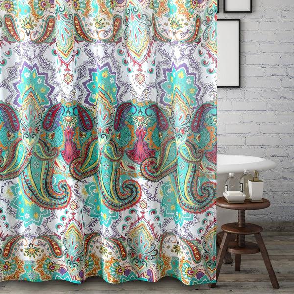 Plow & Hearth Nirvana Teal Shower Curtain
