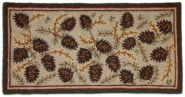Plow & Hearth Northwoods Cones Hooked Wool Rug