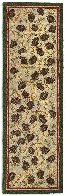 plow & hearth Northwoods Cones Hooked Wool Rug