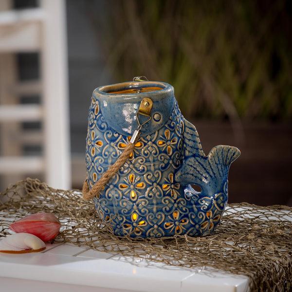 plow & hearth Novelty Fish Ceramic Lantern