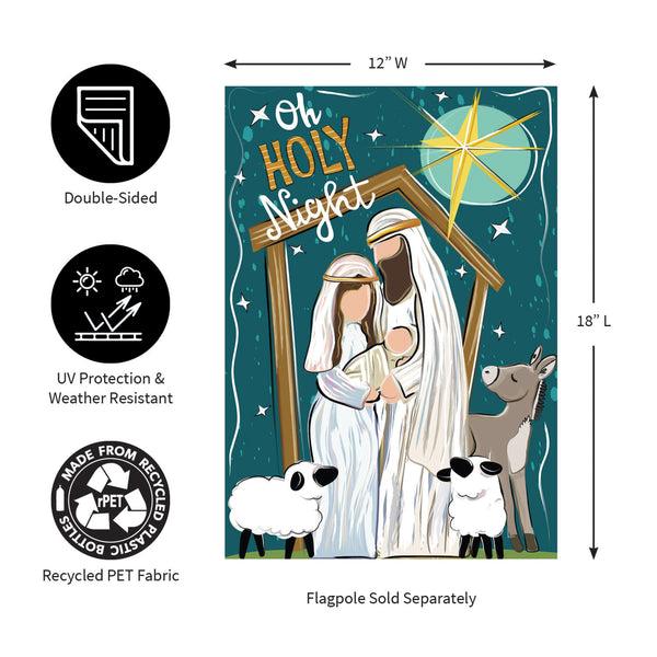 Plow & Hearth Oh Holy Night Burlap Garden Flag