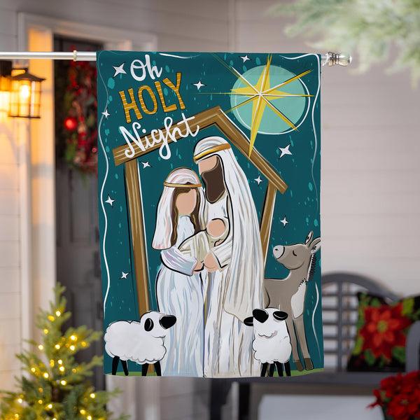 Plow & Hearth Oh Holy Night Burlap House Flag