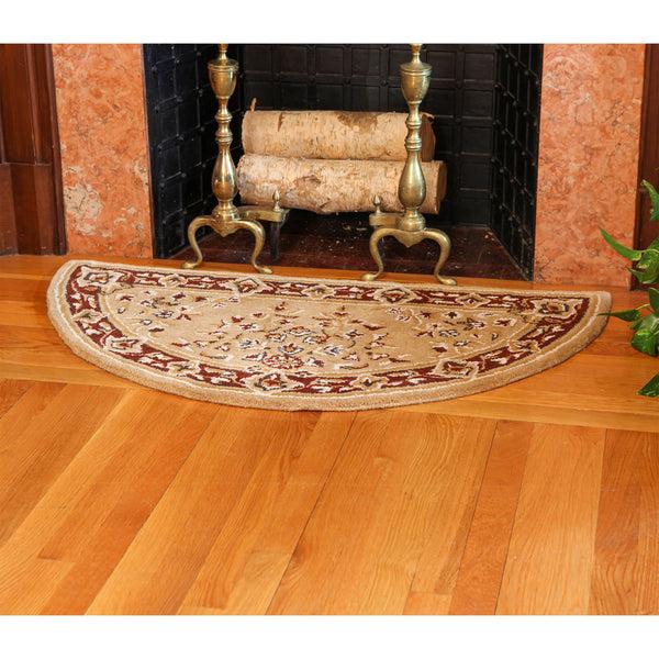 Plow & Hearth Oriental Half Round Wool Rug 44"x22"