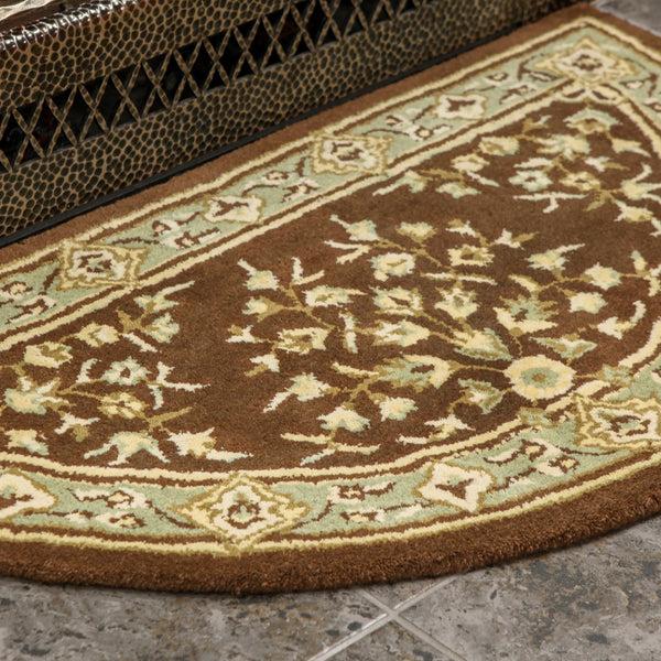 Plow & Hearth Oriental Half Round Wool Rug 44"x22"