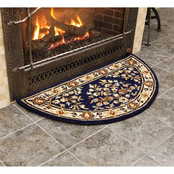 plow & hearth Oriental Half Round Wool Rug 44"x22"