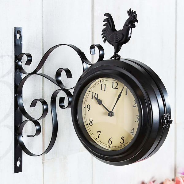 plow & hearth Outdoor Rooster Clock and Thermometer