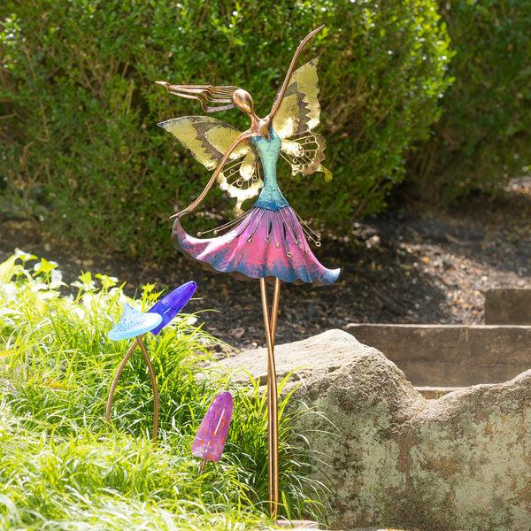 plow & hearth Oversized Bronze Fairy Garden Statue
