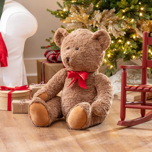plow & hearth Oversized Plush Bear with Bow