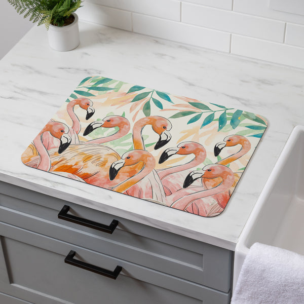 plow & hearth Palm Beach Flamingo Drying Mat 20"x15"