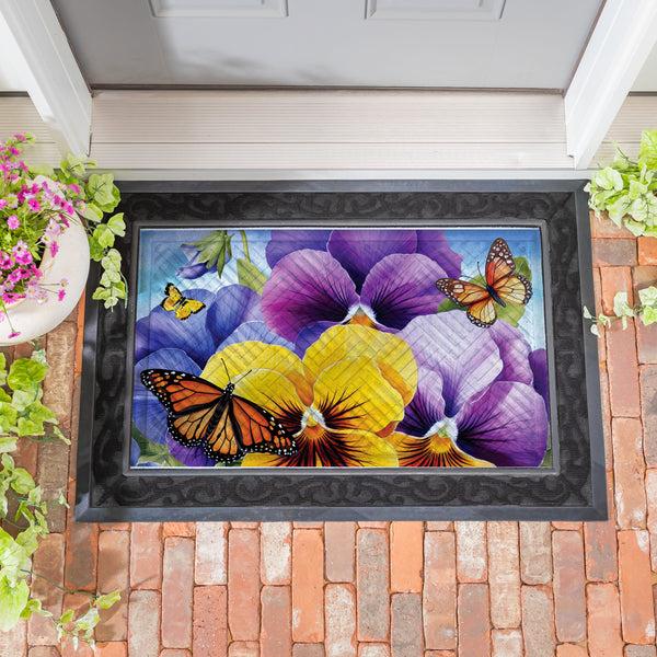 Plow & Hearth Pansies & Butterflies Embossed Mat