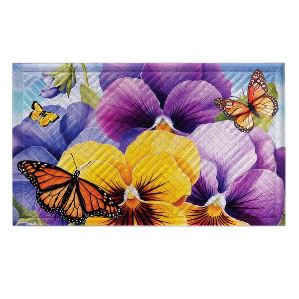 plow & hearth Pansies & Butterflies Embossed Mat